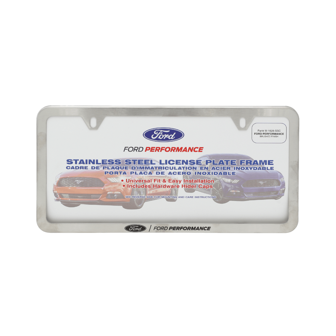 Ford Performance Slim License Plate Frame - Brushed Stainless Steel - Ford Show Parts